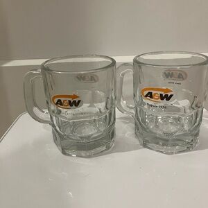Vintage A&W Root Beer Glass Mugs - Set of 2